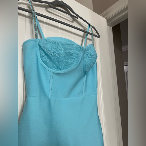 Fashion Nova Blue Bandage Dress with Lace Detail - Picture 3 of 8